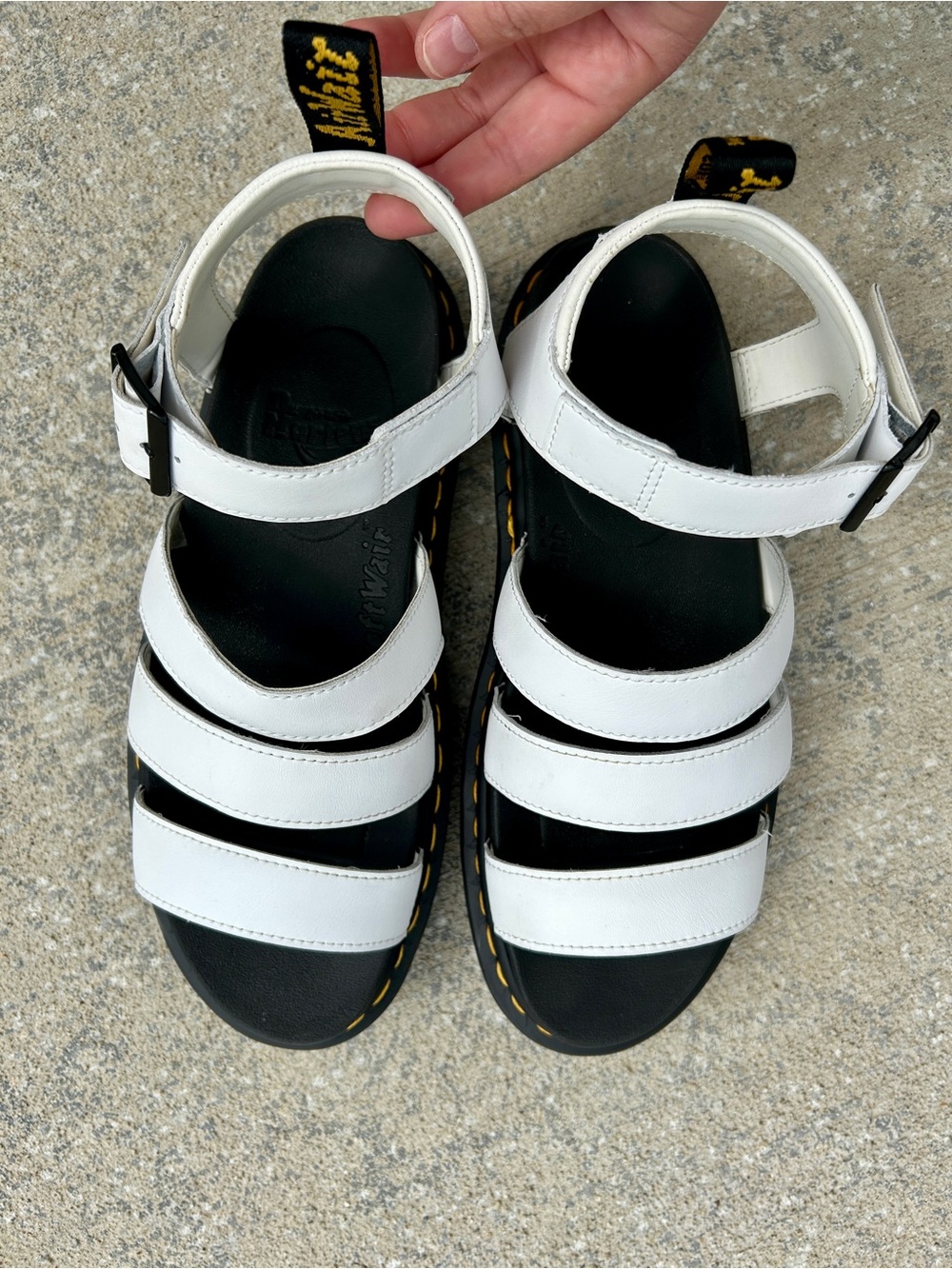 Dr. Martens Strappy Platform Sandals White Leather Buckle Womens US 9 Casual